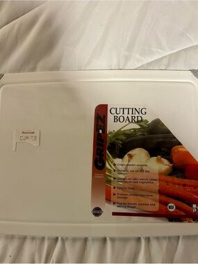 Gripeez White Cutting Board - Non-Slip Kitchen Prep Surface New Sealed